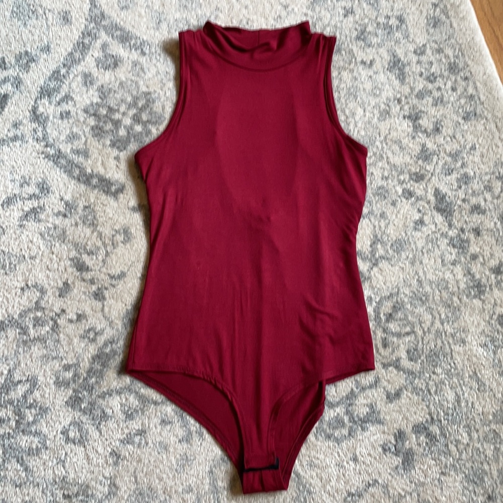 NWT Maroon High Neck Bodysuit